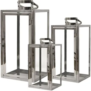 Mojawo Edelstahl Gartenlaternen 3er Set 30/40/53 cm grau/silber