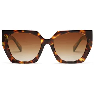 SOJOS Sonnenbrille Damen Polarisiert Vintage, Retro Cateye Sonnenbrille Verspiegelt Groß Eckig Schwarz Modern UV400 Katzenauge Brille SJ2205 mit Braune Schildkröte Rahmen/Braune Linse - M