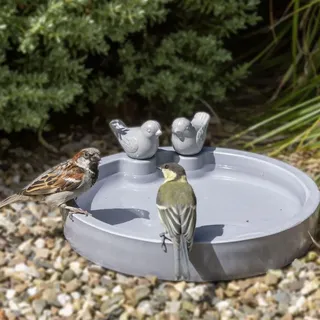 CJ Wildlife Vogeltränke winterfest - Thunersee, pflanzenbasiert grau - zum Trinken und Baden - frostsicher bis -10 °C, biologisch abbaubar - Grau