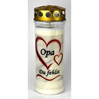 Kerzen Junglas - Grabkerze Opa mit 7 Tagen Brenndauer, (3953), schöne Grablichter mit Motiv, Grabkerzen mit Deckel, wetterfest, Trauerkerzen mit Spruch