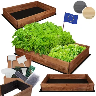 MODO24 Hochbeet Holz, Kräuterbeet, Gartenbeet, Pflanzkasten, Blumenbeet, für Garten und Terrasse, Kiefernholz, Massivholz, Naturholz, Gemüsegarten, Abmessungen 18x120x80 cm, Farbe: Braun