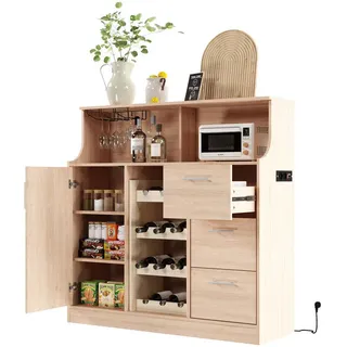 modfu Sideboard 120 x 121 x 40 cm Beige / Weiß