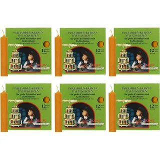 KNOX Adventskerze 6 Packungen Pyramidenkerzen Ø 17 mm Länge 100 mm NATUR - 12er Packung