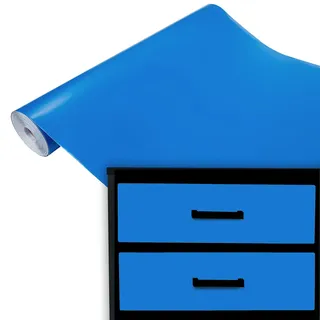 DecoMeister Selbstklebende Möbelfolie 45x100 cm - Klebefolie Möbel in matt und glänzend - Küchenfolie für Tische und Regale - Folie für Möbel einfach zuzuschneiden - wasserfest - Airblue Matt