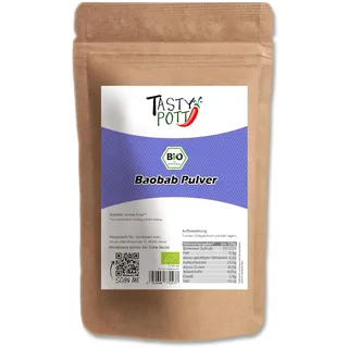 Tasty Pott Bio Baobab Pulver I Für Smoothies Säfte und Shakes I Frucht des Affenbrotbaums gemahlen I Vegane Ernährung I Superfoods I Baobabfrucht I Im Beutel 1000g (2x1000g)