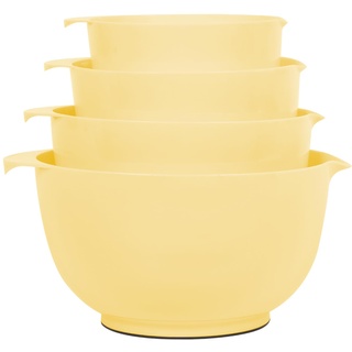 BoxedHome Rührschüssel Set Mixing Bowl Set Kunststoff Salatschüssel rutschfest stapelbar Servierschalen für Küche 4-teiliges Rührschüssel-Set (Gelb)