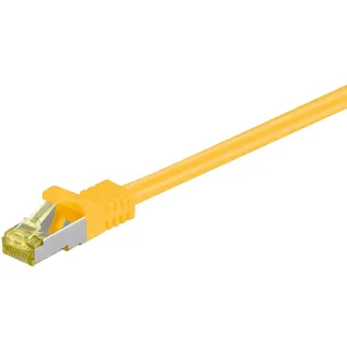 goobay RJ45 Patchkabel CAT 6A S/FTP (PiMF), 500 MHz mit CAT 7 Rohkabel, gelb 0.5 m