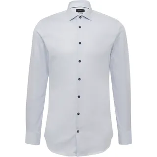 Tailored Fit: Fein gemustertes Langarmhemd mit Haifisch-Kragen - blau - 37