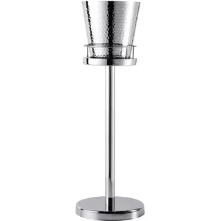 Champagnerkühler auf Standfuß, Weinkühler mit Ständer, Flaschenkühler Sektkühler Getränkekühler aus Edelstahl Silber Party - Kühler für Sekt, Wein und Champagner - XL 80 cm