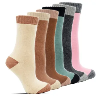 Frostfighter Thermosocken dicke Wintersocken für Damen (6-Paar) Vollfrottee Innenfutter, warme dicke bunte Socken 35-38