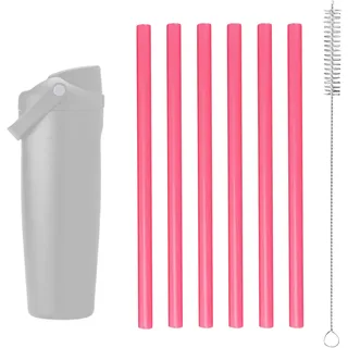 Fukaisu 6st Ersatz Strohhalm für Owala FreeSip Sway 30oz Wasserflasche, Kunststoff Trinkhalm mit Reinigungsbürste Wiederverwendbares Zubehör für Owala Isolier Trinkflaschen (Rot)