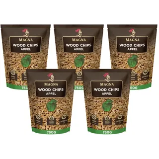 Magna Premium Wood Chips Set - 3,75 KG - Räucherchips, Smokerchips - 100% Natürlich - für Holzkohlegrill, Elektrogrill, Gasgrill in Räucherbox (Holz (Apfel))