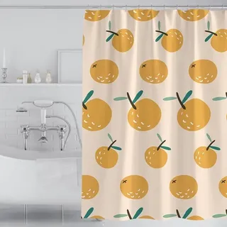 Duschvorhang, 180 X 200 Cm, Mit 12 Haken, Schnelltrocknend (orange), Wasserdichtes Polyestergewebe, Maschinenwaschbar, Badezimmervorhänge