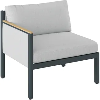 Dieter Knoll Loungeendteil, Anthrazit, Grau, Teak, Holz, Metall, Textil, Teakholz, massiv, Füllung: Schaumstoff, 83.5x74x76 cm, Loungemöbel, Outdoorsofas
