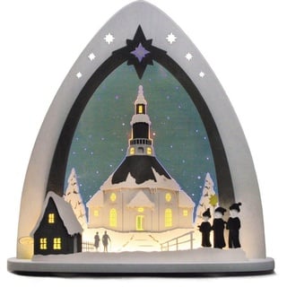 Weigla Lichterbogen Seiffener Kirche, Weihnachtsdeko, in 3D Optik blau|grau