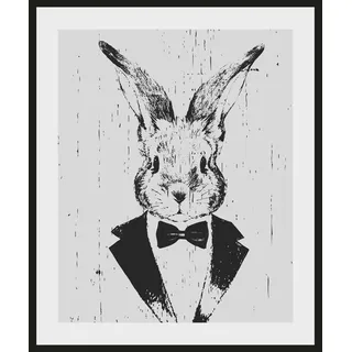 Bild QUEENCE "Iida" Bilder Gr. B/H: 50 cm x 70 cm, Wandbild Hase Hochformat, 1 St., schwarz-weiß (schwarz, weiß) Kunstdrucke
