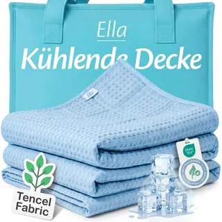 Ella Kühlende Decke, Atmungsaktive Cooling Sleep Decke, Tencel-Stoff und umweltfreundliche Kühldecke für Menschen, Kühldecken zum Schlafen, Oeko-TEX-zertifizierte dünne Sommerdecke 135x200 Himmelblau