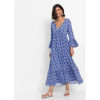 bonprix Kaftan-Kleid, blau, Gr.44, luftiges Kaftan-Kleid mit wunderschönem Druck