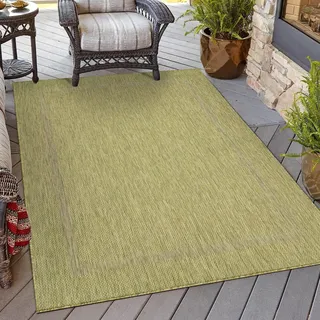 HomebyHome In & Outdoor Teppich Wetterfest Sisal Optik 240x340 cm Grün - Balkon Teppich Wasserfest, Waschbar, Flachgewebe - Ideal für Küche, Camping, Garten und Terrasse