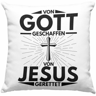 Trendation Dekokissen »Trendation - Christentum Geschenk Kissen Christ Kirche Galuben Geschenk Ostern Dekokissen mit Füllung 40x40« grau