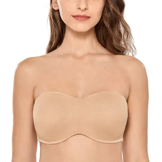 DELIMIRA Damen Tshirt Trägerloser BH Große Größen mit Bügel Dirndl Bandeau BH ohne Träger ohne Polster Haferflockenheide 95F - 95F