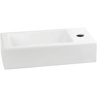 Saqu Trento Waschtisch Set mit Chromarmatur, Drehknopf Rechts, Glänzendes weißes Keramik - Waschbecken für Unterschrank, Waschtisch für Gäste WC
