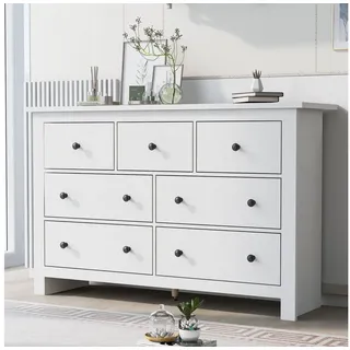 STILVORA Sideboard mit Schubladen,Aufwahrungsschrank Kommode mit verstellbaren Mittelfuß (Kaffee Bar Schrank, Kapazität Esszimmer Schrank, Buffet, Kommode, 1 St., 7 Schubladen), elegantes Design, aus Spanplatte weiß