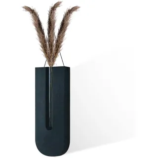 BEIJIALY Wandpflanzgefäß für Den Innenbereich, Anzuchtstation, Hängevase aus Holz für Trockenblumen, Bohemia-Blumen-Wandvase, Hängepflanzgefäß, Taschenvase (Schwarz)