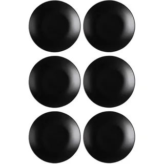 Home4You Dessertteller 6er Set Kuchenteller Speiseteller - Steingut - Schwarz matt - Ø 21 cm