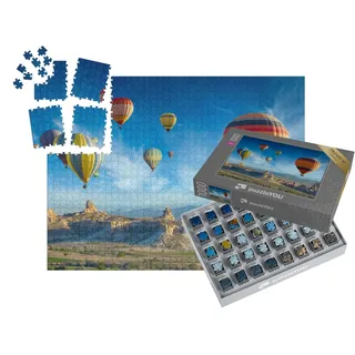 puzzleYOU: SMART Sorted® | Puzzle 1000 Teile leicht gemacht „Schöne Aussicht auf Felsenlandschaft in Kappadokien, Türkei“ – aus der Puzzle-Kollektion Ballon, Landschaft, Himmel & Jahreszeiten