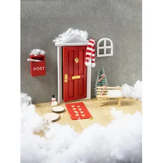 Riffelmacher - Wichteltür aus Holz mit Zubehör, Weihnachtswichtel Tür, Feentür für Weihnachtsdeko, Geschenk