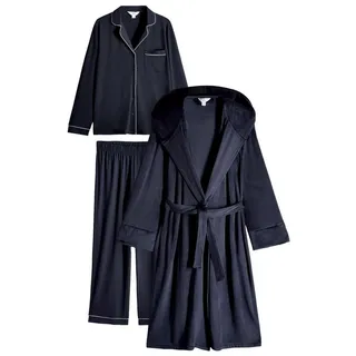 The Set Pyjama The Set Schlafanzug und Morgenmantel, 3er-Pack (3 tlg) blau M