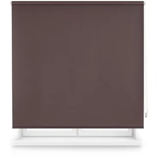 Decorblind Thermo-Verdunkelungsrollo, Maße: 120 x 175 cm Breite x 175 cm Länge, Stoff: 117 x 170 cm, einfarbig, Dunkelbraun, einfache Installation an Wand oder Decke