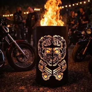 TiKo-Design® Feuertonne Feuerkorb mit Motiv – Lagerfeuertonne mit Motiv Skull – Verleihen Sie Ihrem Garten EIN besonderes Ambiente für unvergessliche Abende
