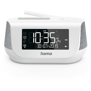 Hama Radiowecker mit Stereo-Digitalradio, Bluetooth, USB-Ladefunktion, DR36SBT (digitales Uhrenradio, 2 Weckzeiten, Wochenendfunktion, automat. Helligkeitsregulierung) DAB/DAB+ Weckradio Weiß