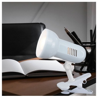 Globo Klemmleuchte, Leuchtmittel nicht inklusive, Praktische Schreib Tisch Leuchte Klemm Strahler Regal Spot Lampe Globo weiß
