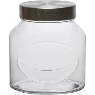 Vorratsdose Vorratsglas Glasbehälter Müsliglas Reisglas Glasdose Keksglas 1,5 L - Transparent/Silber