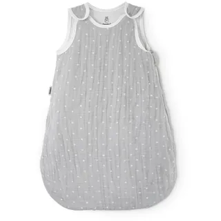 Ehrenkind® Baby Sommerschlafsack Rund Musselin | aus weicher OEKO-TEX zertifizierter Bio-Baumwolle | Sommer Baby Schlafsack Baby 1 TOG Gr. 74/80 Grau-Weiße Punkte