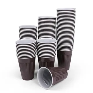Commerline Thermobecher braun-weiß 180 ml | 500 stück Einweg Automatenbecher Einwegthermobecher Heißgetränkbecher | Plastikbecher Automatengängig Trinkbecher für Automaten 0,18l