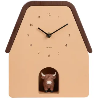 Karlsson, Wanduhr, Wanduhr „Highland Cow“ mit Kuckuck, lattebraun