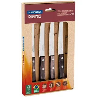 Tramontina Steak- Pizzamesser 4 teiliges Set Steakmesser Spülmaschinenfest