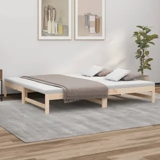 The Living Store Tagesbett Ausziehbar 2x(80x200) cm Massivholz Kiefer - Braun