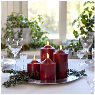 MARELIDA LED-Kerze LED Kerzenset Adventskerzen Weihnachten flackernd 4 Größen Timer rot (4-tlg) rot