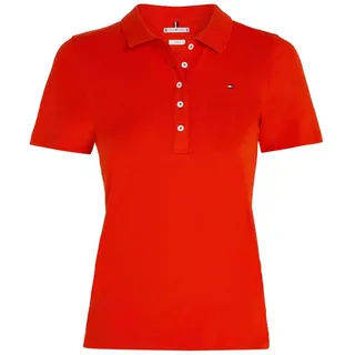 Tommy Hilfiger Damen Poloshirt Kurzarm 1985 Slim Pique Slim Fit, Rot (Fireworks), XS - XS