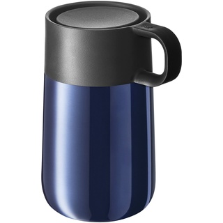 WMF Impulse Travel Mug, Thermobecher Edelstahl 0,3l, Automatikverschluss, 360°-Trinköffnung, Kaffeebecher to go hält Getränke 6h warm/ 12h kalt, blau