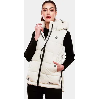 Marikoo Damen, warme Winter Steppweste mit Kapuze Zarinaa Offwhite Gr. S - S