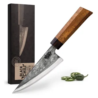 Black Chili Gemüsemesser | Griff: Eisenholz | 13 cm Carbonstahl Klinge | Extrem scharf und langlebig | Kochmesser für Gemüse | Küchenmesser klein & Schneidemesser | JALAPENO-13