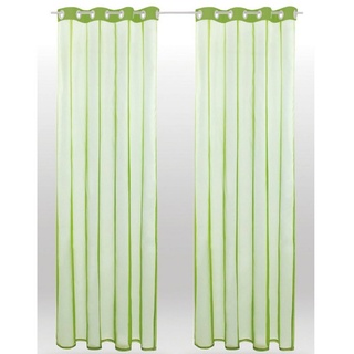 Vorhang, Bestlivings, Ösen (2 St), transparent, Voile, Gardinenset "Transparent" (2 Ösenschals) grün 140 cm x 145 cm