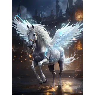 Bimkole DIY 5D Diamond Painting Zubehör Weißes Pferd, Tier Diamant Malerei Kit Voll Runde Bohrer Malen nach Zahlen Malerei Stickerei Kreuzstich Diamond Dekoration 30X40cm