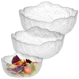 Navaris Schüssel Glasschalen spülmaschinenfest Glasschüsseln Obstschale klein und groß, Glas, (1-tlg), Glasschüssel 3er Set - Salatschüssel Glas L Glasschale M Schale S weiß